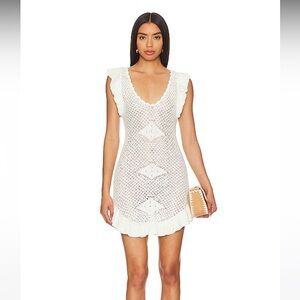 Free People White Crochet Mini Dress